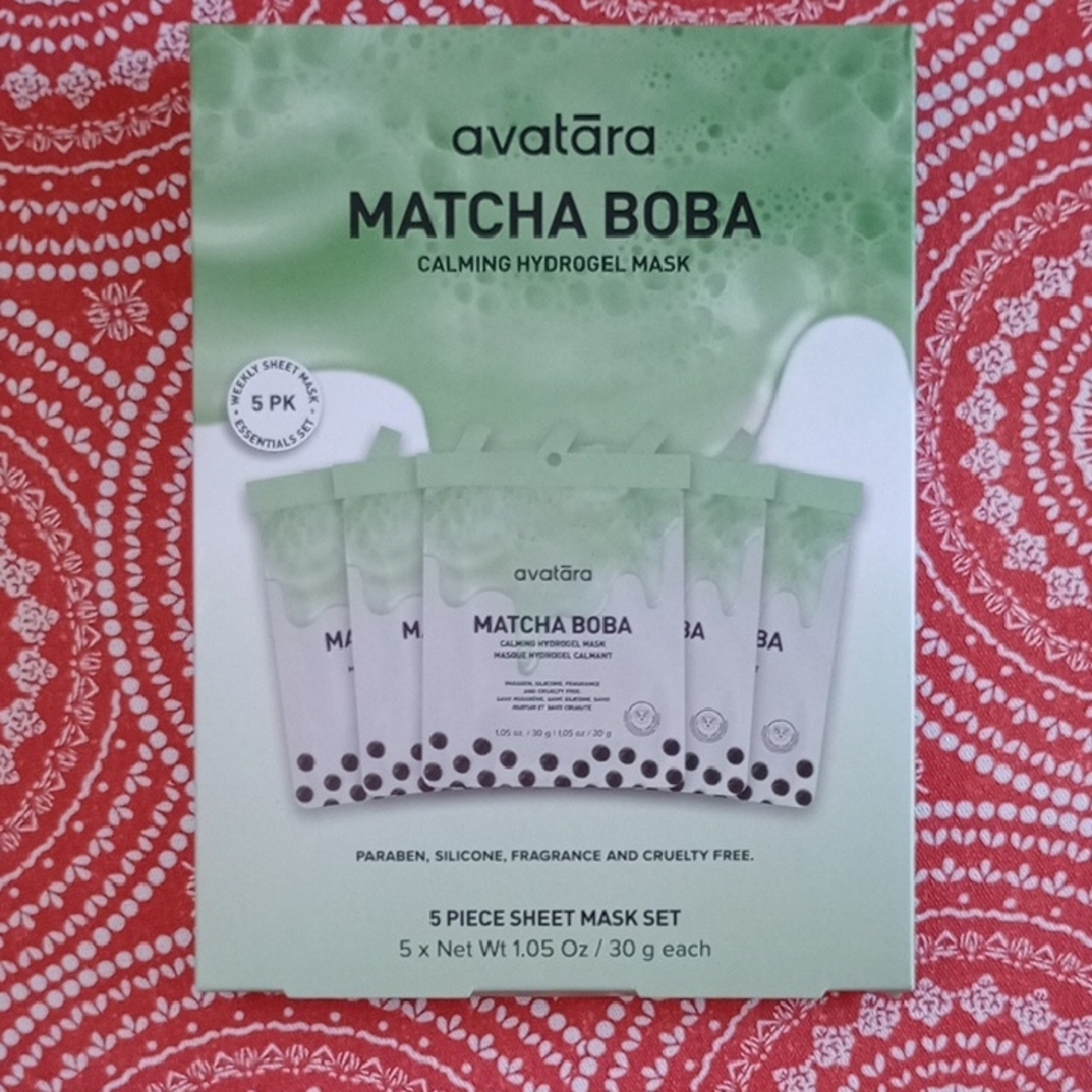 Five Pack Matcha Boba Calming Hydrogel Mask - Green